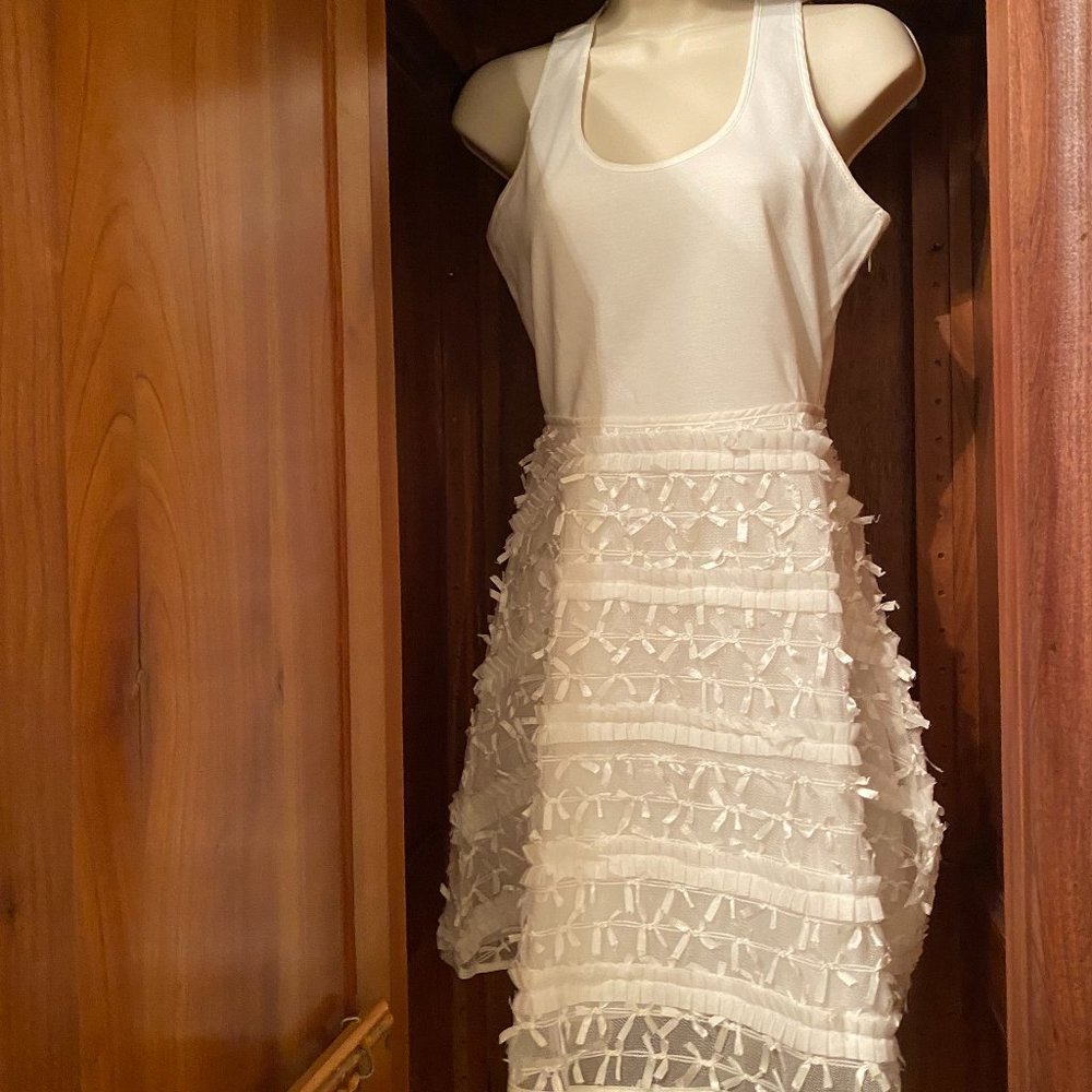 Esley white Dress with Bow Covered Ballerina Skirt -NWT